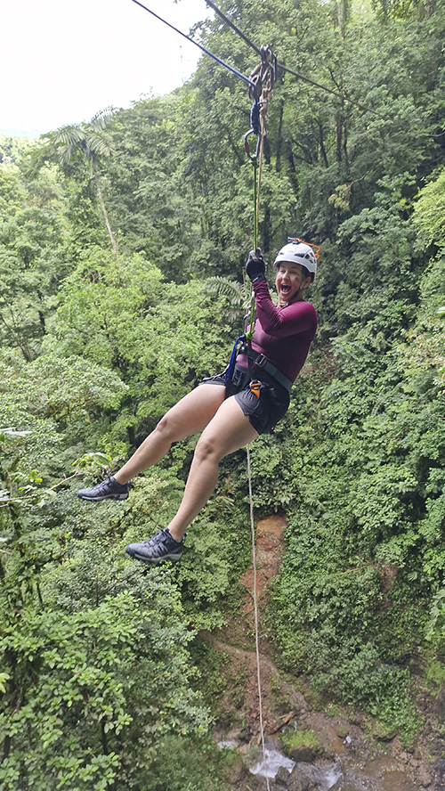 Waterfall rappelling challenge